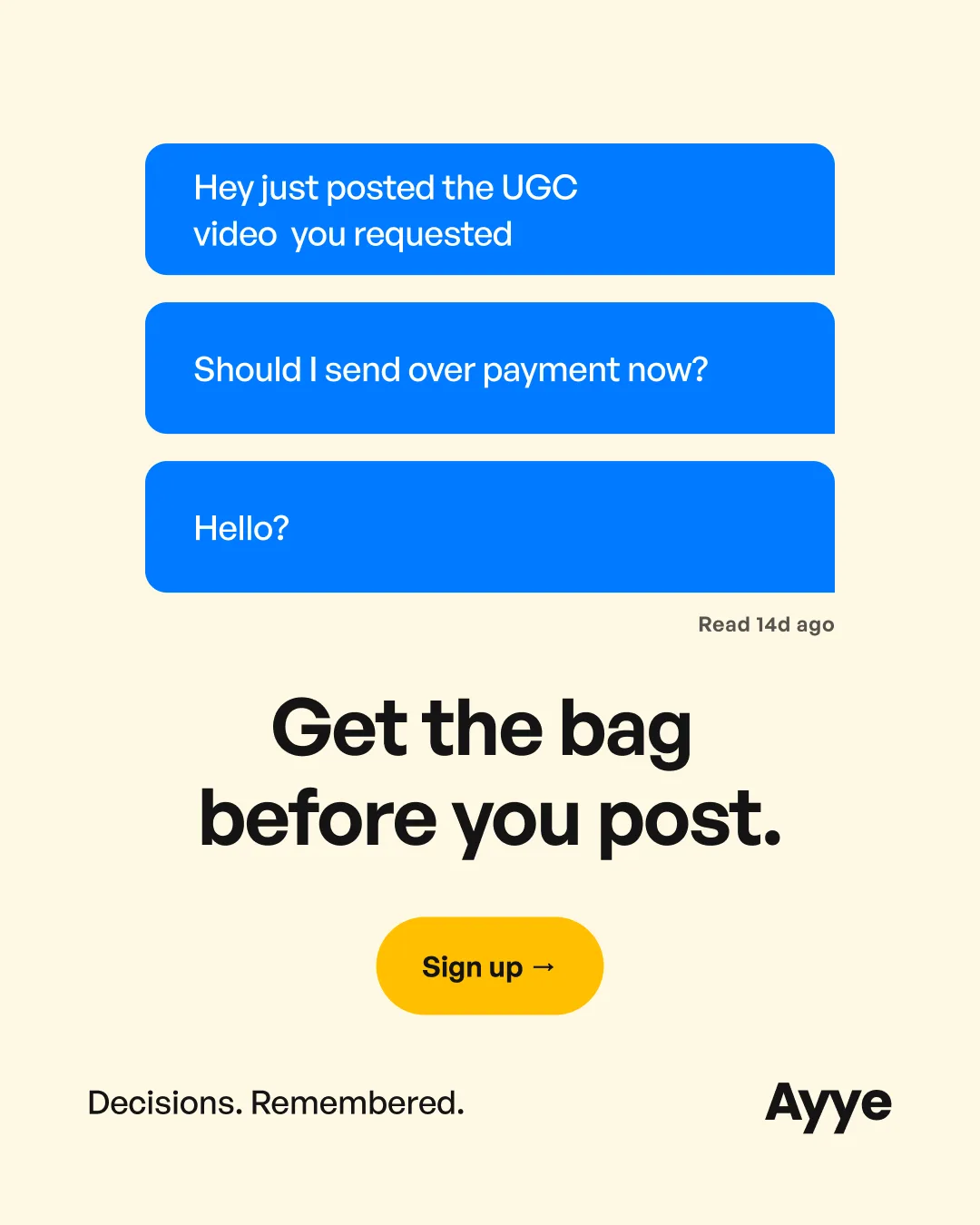 Creators template: the payment chase