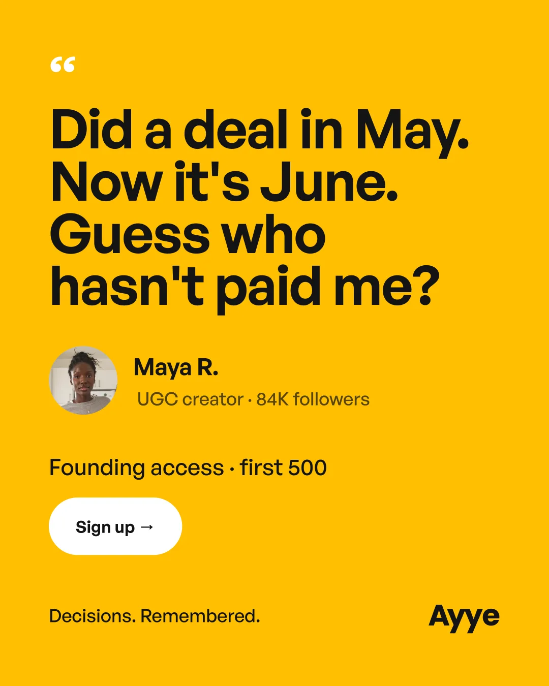 Creators template: the testimonial